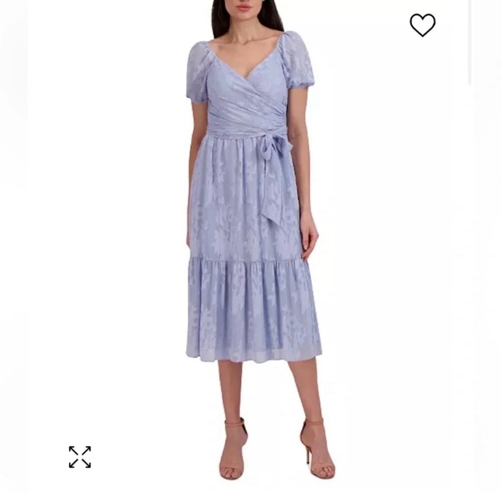 Julia Jordan Short Sleeve Surplice Midi Dress Sky Blue Size 12